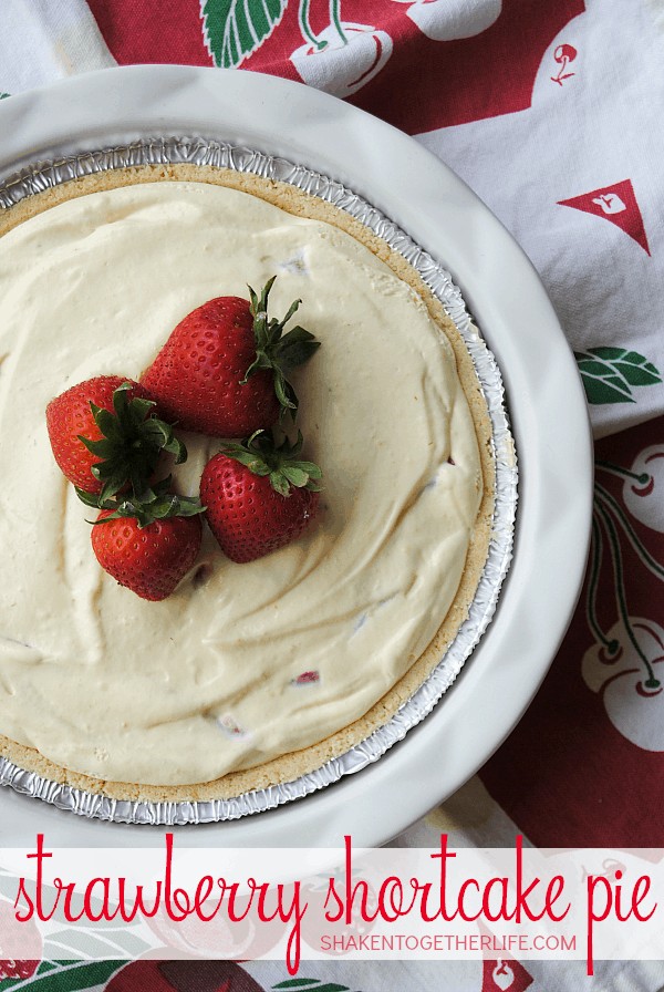 A shortbread crust, creamy vanilla fluff filling and tons of fresh strawberries make this no-bake Strawberry Shortcake Pie so delicious!