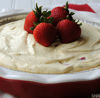 A shortbread crust, creamy vanilla fluff filling and tons of fresh strawberries make this no-bake Strawberry Shortcake Pie so delicious!