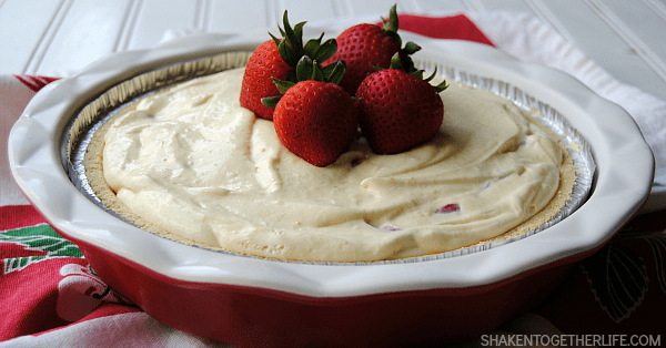 A shortbread crust, creamy vanilla fluff filling and tons of fresh strawberries make this no-bake Strawberry Shortcake Pie so delicious!