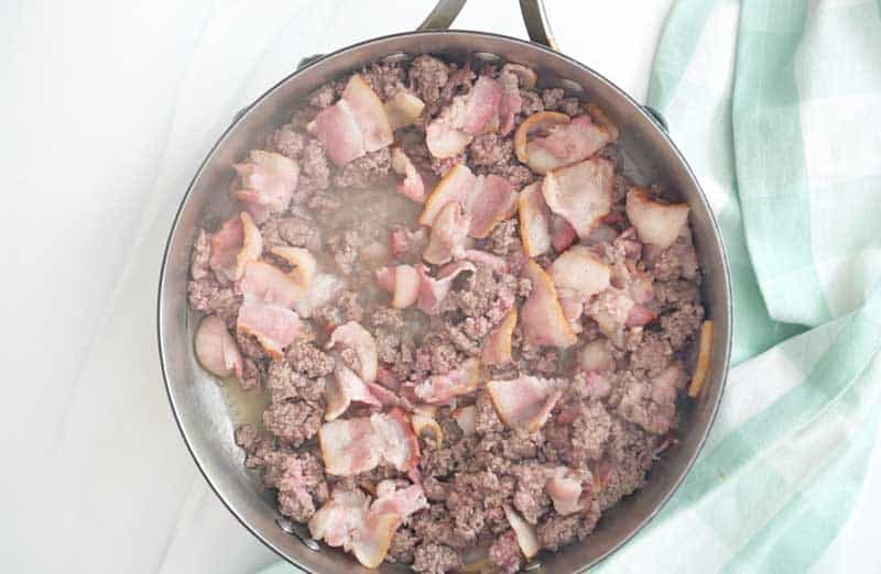 browning ground beef and bacon for calico beans recipe