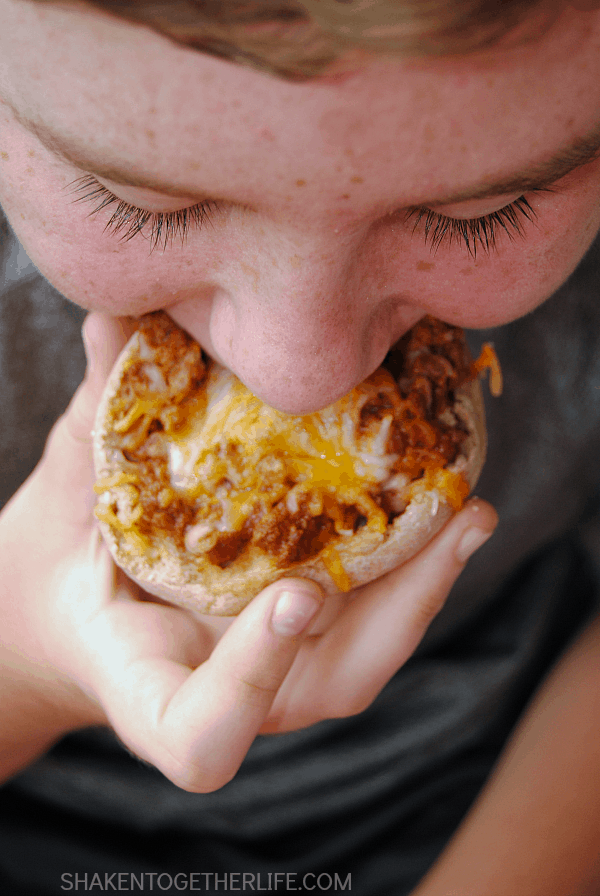 Busy weeknights call for easy meals like these Sloppy Joe Muffin Pizzas - a delicious mash up of two of our favorite dinners!