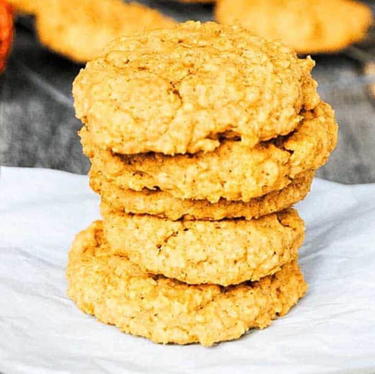 stack of pumpkin oatmeal cookies
