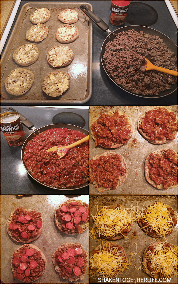 Busy weeknights call for easy meals like these Sloppy Joe Muffin Pizzas - a delicious mash up of two of our favorite dinners!