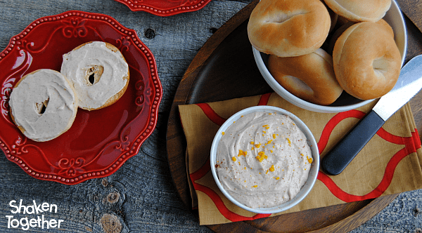 Homemade Cranberry Orange Cream Cheese is a delicious spread for bagels, sandwiches and scones! With a touch of cinnamon, fresh orange zest and cranberry, it tastes like the holidays!