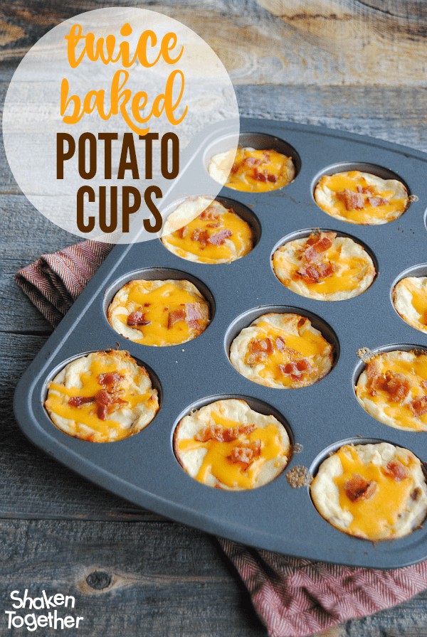 Twice Baked Potato Cups are the perfect way to use those leftover mashed potatoes! With lots of cheese and bacon, they bake up golden on the outside and fluffy on the inside!