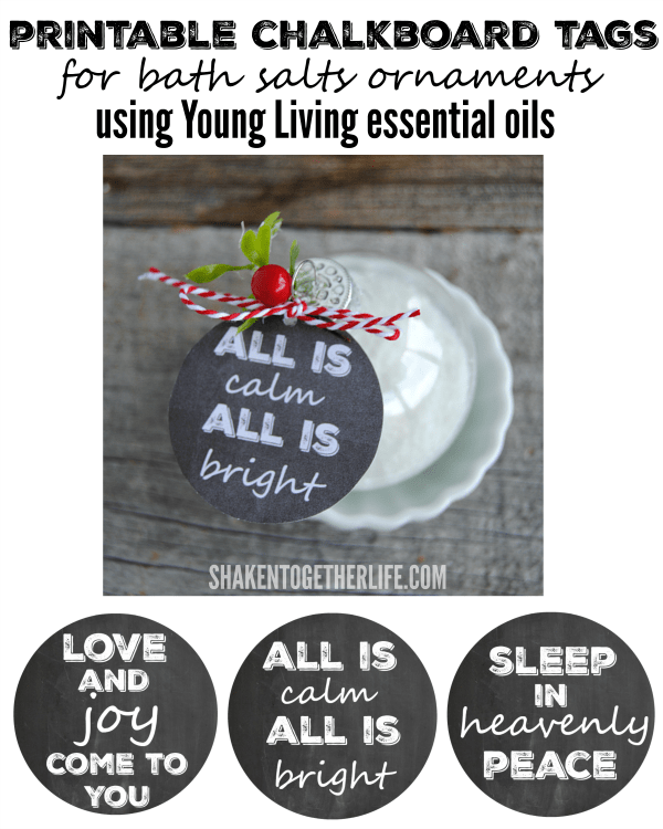Bath Salts Ornaments filled with homemade bath salts are so thoughtful for holiday gift giving! 3 printable chalkboard tags included!
