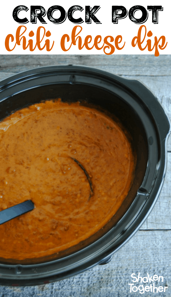 Crock Pot Chili Cheese Dip - so creamy and delicious poured over nachos, hot dogs, fries or baked potatoes!