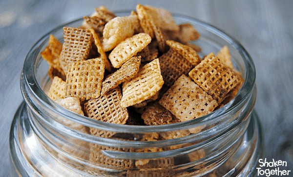 Nothing But Chex Mix in glass jar