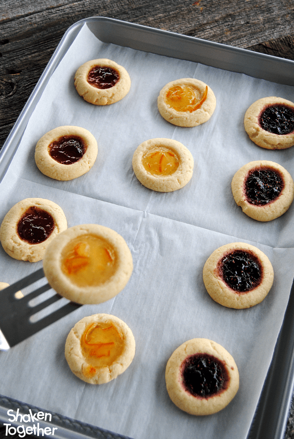 Reynolds Cookie Baking Sheets helped our Jam Thumbprint Cookies bake evenly and slide right off - no sticking!