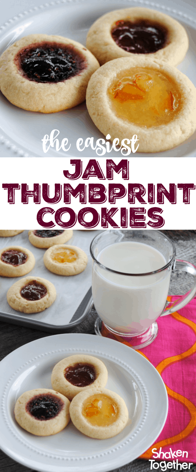 Soft buttery sugar cookies filled with your favorite fruity jam - these might be the easiest Jam Thumbprint Cookies ever!