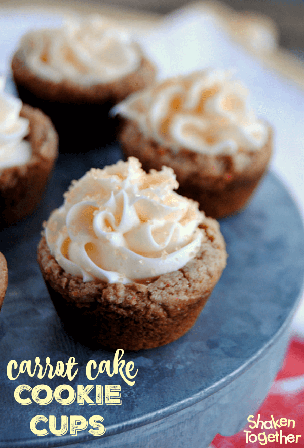 Carrot Cake Cookie Cups filled with cream cheese frosting