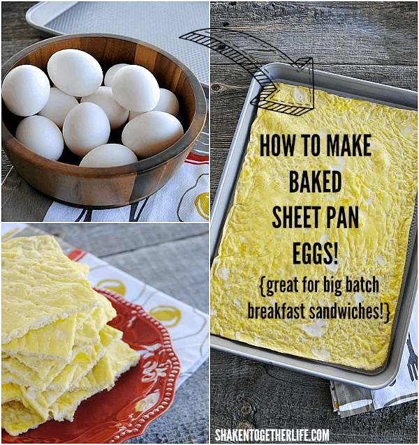 Baked Sheet Pan Eggs - 12 eggs done in minutes! Great for big batch breakfast sandwiches, microwave omelets or to feed a crowd quick!