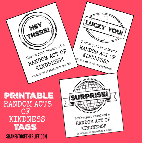 It is Random Acts of Kindness Week! Want to spread some smiles, joy and generosity around your community? Print out our Printable Random Acts of Kindness Tags and attach or leave them as you commit your #RAK!