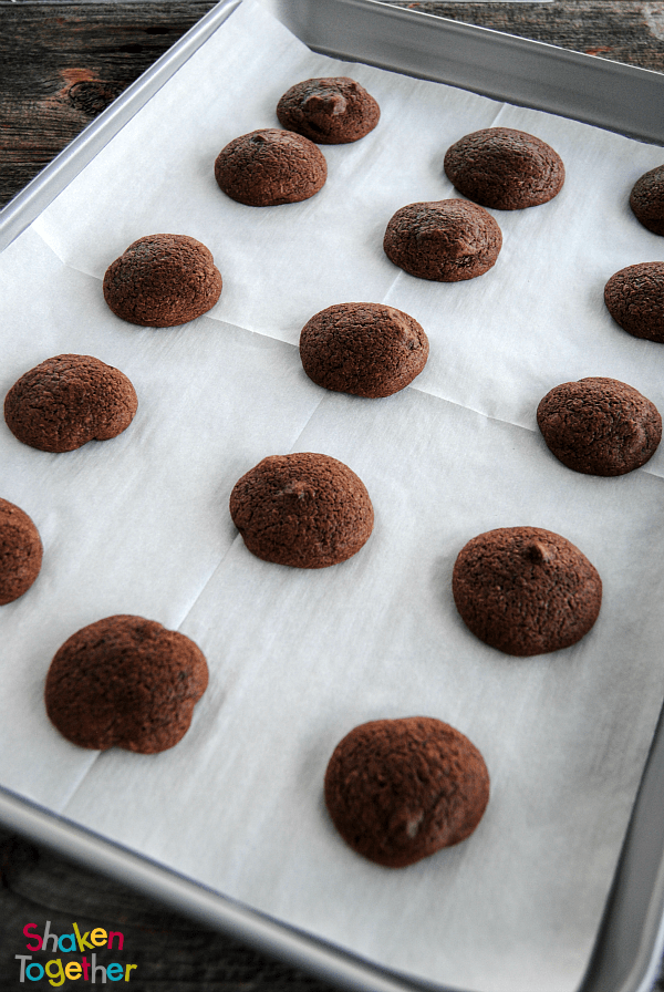 Brownie Mix Cookies on a baking sheet