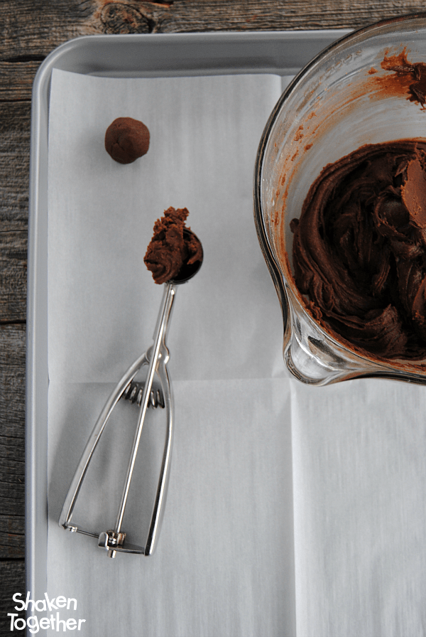 cookie scoop with bronie mix cookie dough