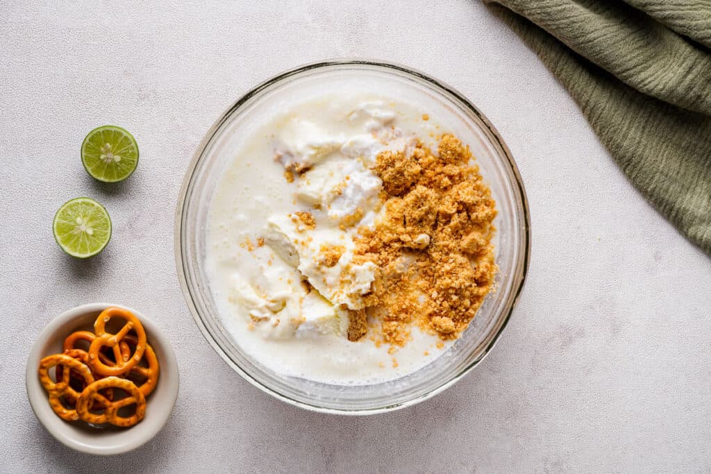 mixing key lime pie dip