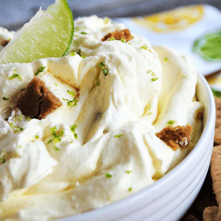 Key Lime Pie Dip in white bowl