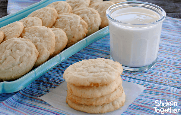 Chewy Lemon Coconut Sugar Cookies - this one bowl recipe makes over 4 dozen cookies! Just stir, scoop and bake!