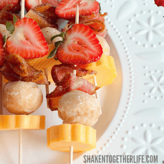 Sweet and salty, these Berry Brunch Kabobs are a delicious and easy brunch recipe!