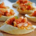 close up of baguette with fiesta bruschetta