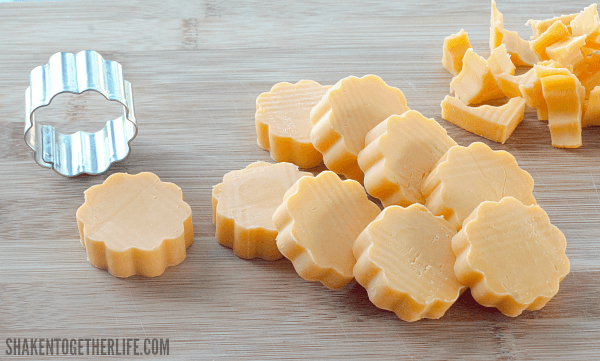 mini flower cookie cutter and flower shaped cheese rounds for Berry Brunch Kabobs