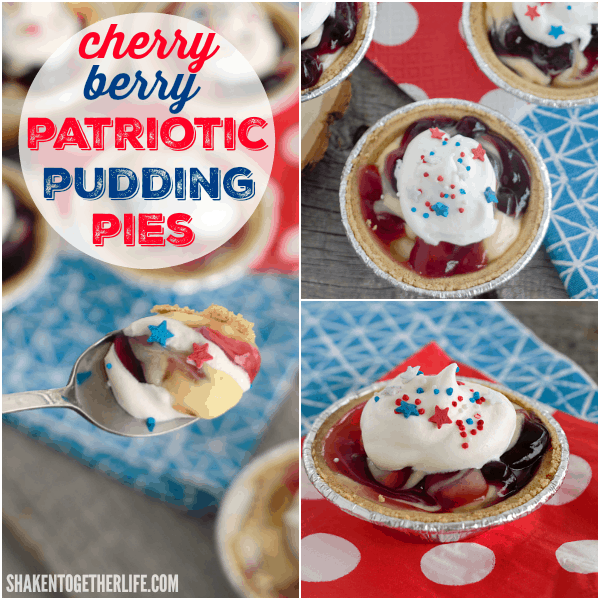 Need a quick and easy dessert for Memorial Day or the 4th of July? Make our red, white & blue Cherry Berry Patriotic Pudding Pies!