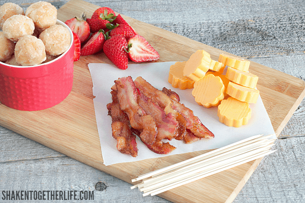 Berry Brunch Kabobs ingredients on cutting board