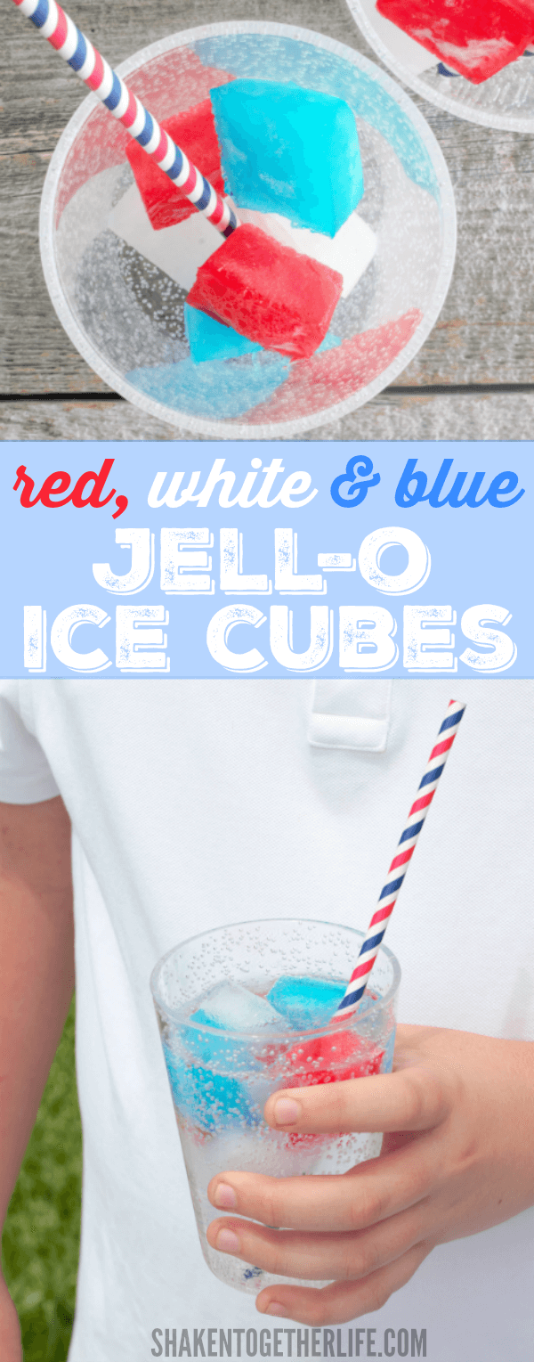 Red, white & blue Jello Ice Cubes are SO cool - they keep drinks cold and don't melt! Perfect for Memorial Day and July 4th!