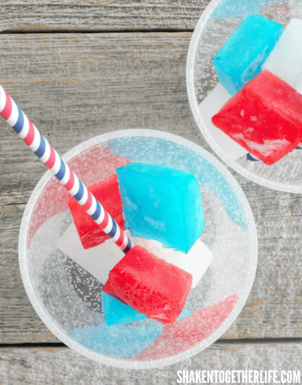 LOVE the bright colors of these Red White & Blue Jello Ice Cubes!