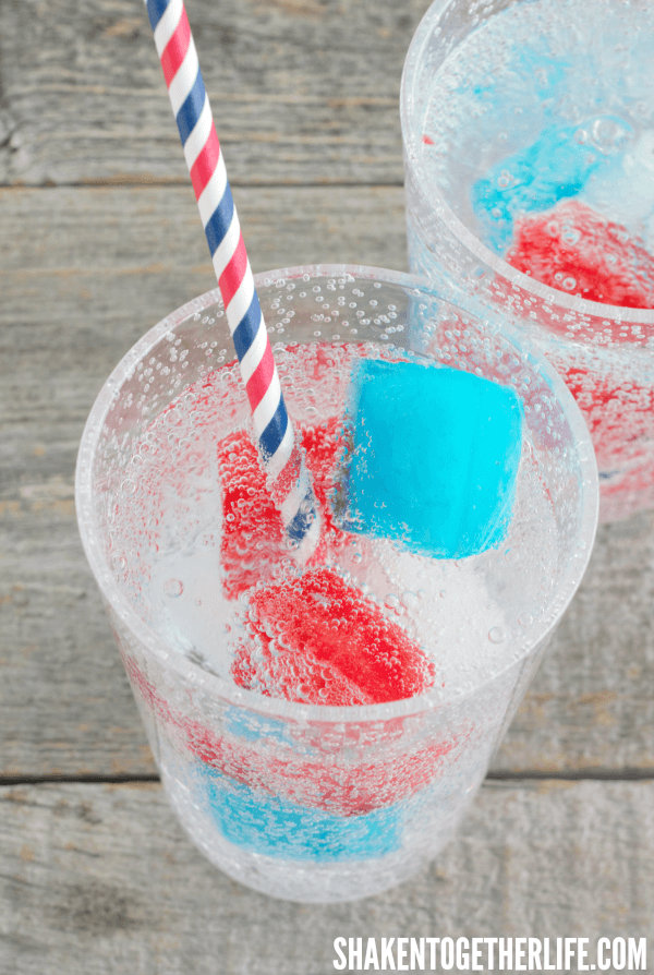 Red, White & Blue Jello Ice Cubes - they don't melt, keep drinks cold and kids love them!