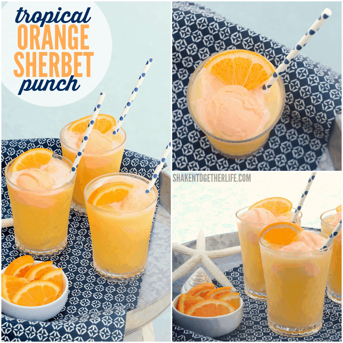 Fruity and fizzy and topped with orange sherbet, our Tropical Orange Sherbet Punch is a Summer family favorite!