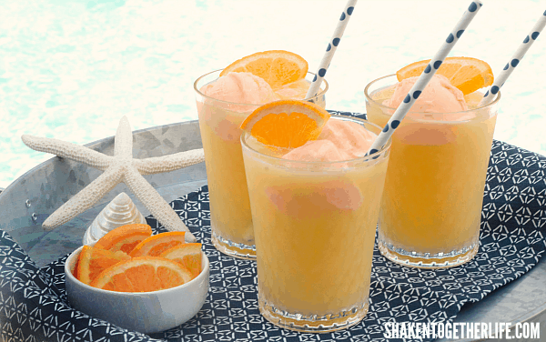 Tropical Orange Sherbet Punch - perfect for parties, showers and poolside!