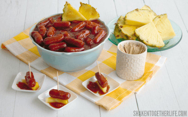 Simmered in a sweet and smoky sauce, these 3-ingredient Crock Pot Hawaiian Lit'l Smokies are the perfect appetizer for that Summer get together!