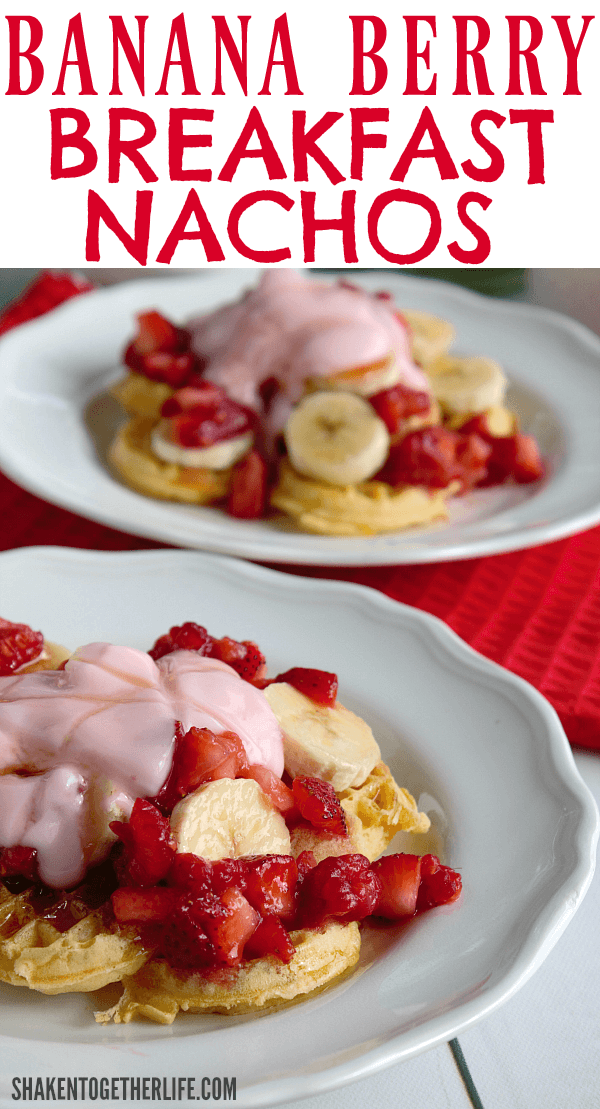 Nachos have gone breakfast with our Banana Berry Breakfast Nachos! Toasted mini waffles are the base of these sweet nachos!