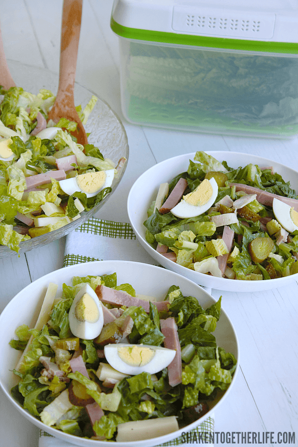 Cuban Cobb Salad in white bowls
