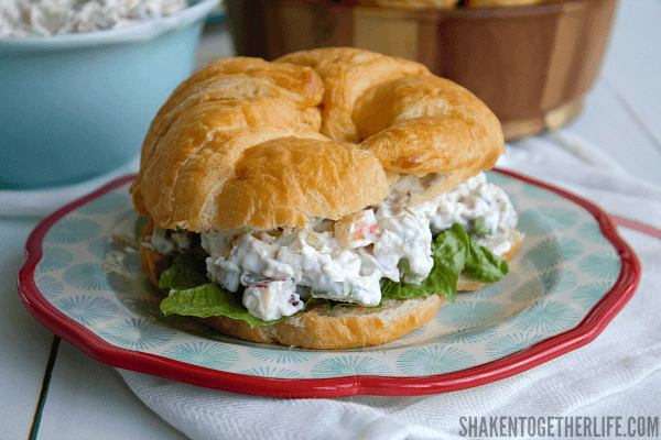 My Grandma's Secret Ingredient Chicken Salad recipe is one of her most requested! This easy elegant chicken salad is perfect for lunch, brunch, showers and potlucks!
