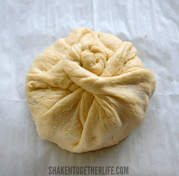 sheet of crescent roll dough wrapped around cheese and fruit spread 