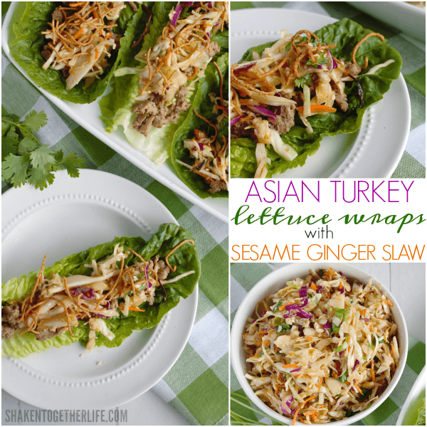 Asian Turkey Lettuce Wraps with Sesame Ginger Slaw are a healthy, flavorful meal that our entire family loves!