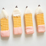 sugar wafer cookies dipped in chocolate to look like pencils