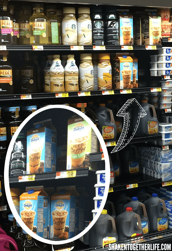 Pick up International Delight Iced Coffee in the refrigerated tea/juice section of your local Walmart - you'll need it to make our Iced Mocha Eclair Cake!