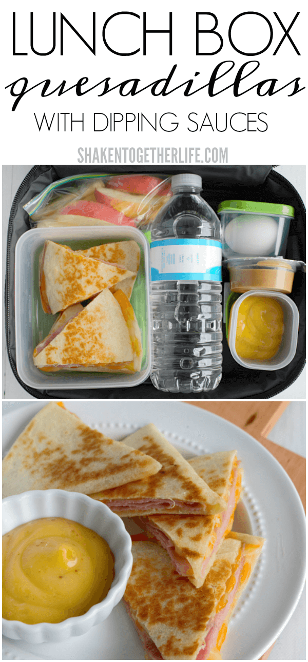 Say goodbye to boring sandwiches with our toasted, cheesy Lunch Box Quesadillas with Dipping Sauces!