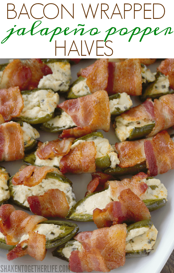 Bacon Wrapped Jalapeño Popper Halves on serving platter