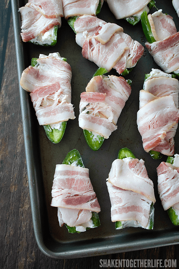 Bacon Wrapped Jalapeño Popper Halves before baking