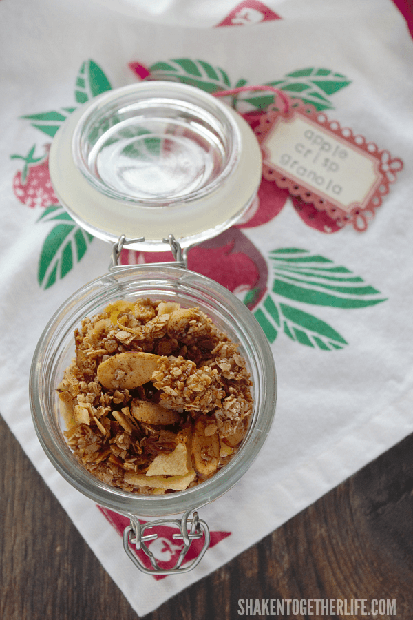 Homemade Apple Crisp Granola in jar