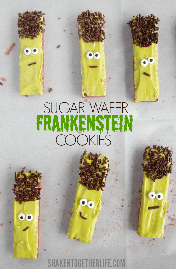 No Bake Sugar Wafer Frankenstein Cookies for Halloween