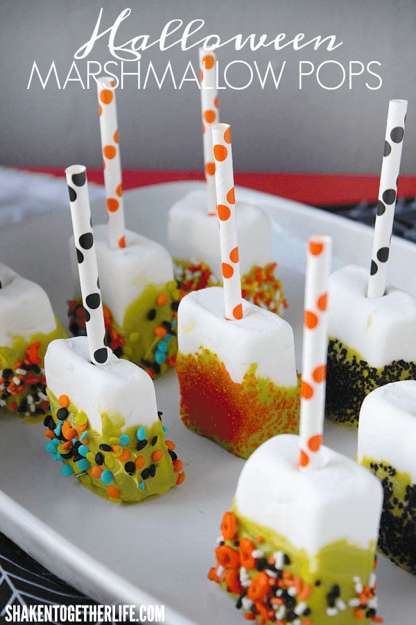 No Halloween Dessert Bar is complete without quick and easy Halloween Marshmallow Pops!