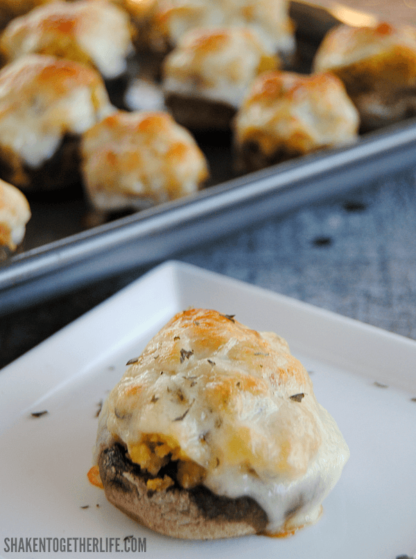 Cheesy Stuffing Stuffed Mushroom on white plate