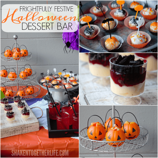 Set up a Frightfully Festive Halloween Dessert Bar this Halloween! You'll love all the no bake Halloween recipes and no stress decorations!!