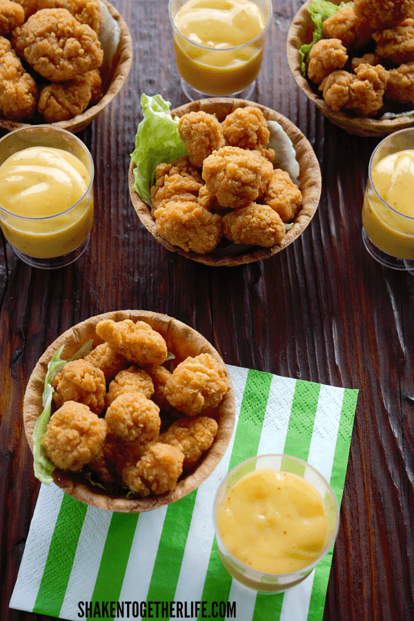 Chicken & Waffle Bowls are maybe the easiest appetizer ever! Great for a game day spread or a laid back holiday party!