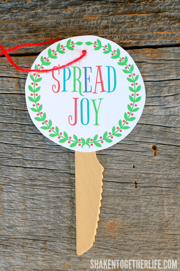 You can't spread joy without a cute tag and wooden knife - perfect for a Spread Joy Holiday Gift!